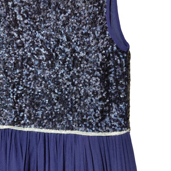 Johnnie B (Boden) Girls Sz 9-10Y Navy Blue Sequin Sleeveless Dress Party Sparkle - Picture 2 of 6